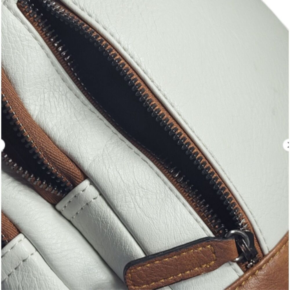 Cluci Ivory Faux Leather Crossbody Sling Bag Water Scratch Resistant Reversible - Picture 8 of 11